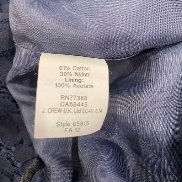 J Crew 8 Navy The Pencil Skirt Dark Blue Lace Medium Dress - Picture 9 of 9